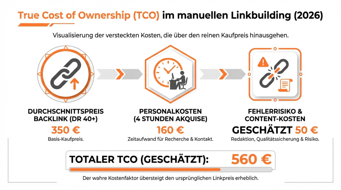 True Cost of Ownership (TCO) im manuellen Linkbuilding (2026)