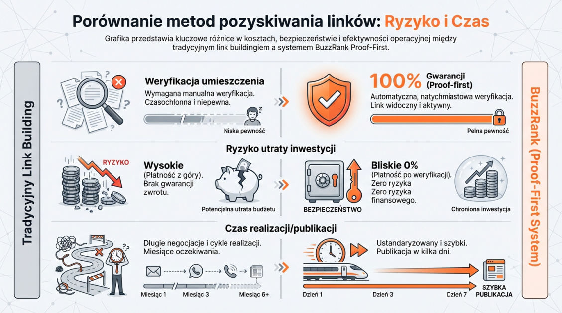 Porównanie metod pozyskiwania linków: Ryzyko i Czas