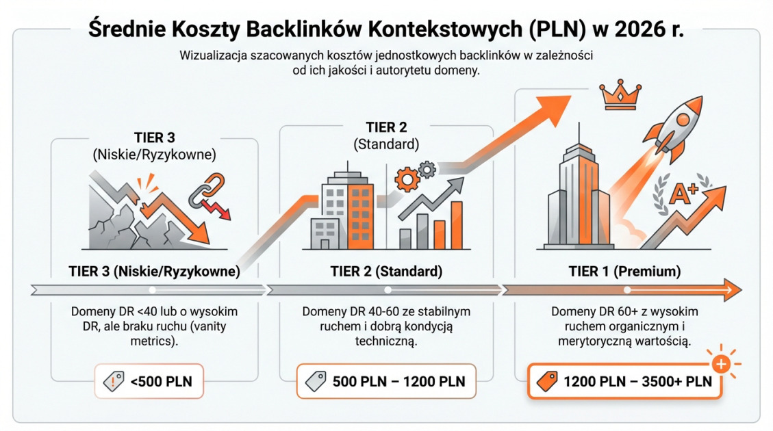Średnie Koszty Backlinków Kontekstowych (PLN) w 2026 r.