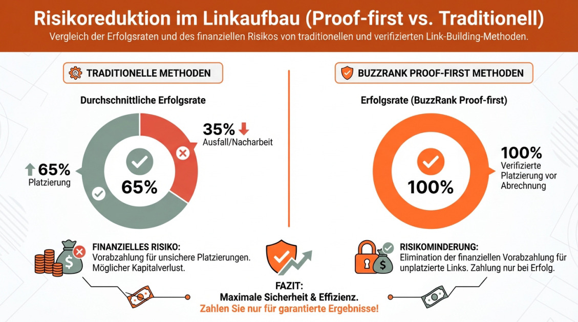 Risikoreduktion im Linkaufbau (Proof-first vs. Traditionell)