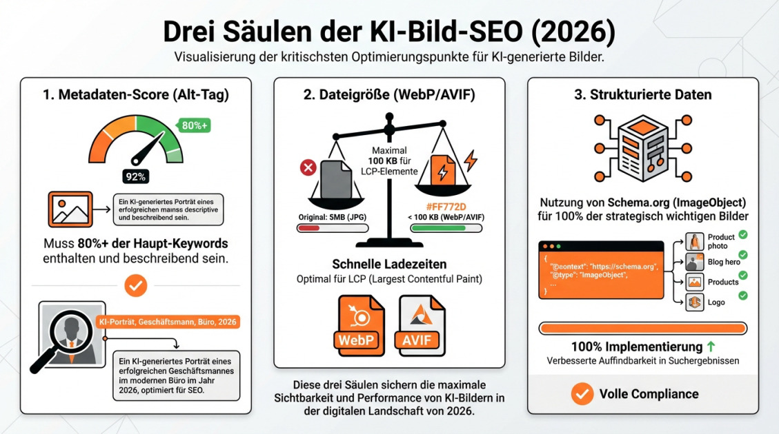 Drei Säulen der KI-Bild-SEO (2026)